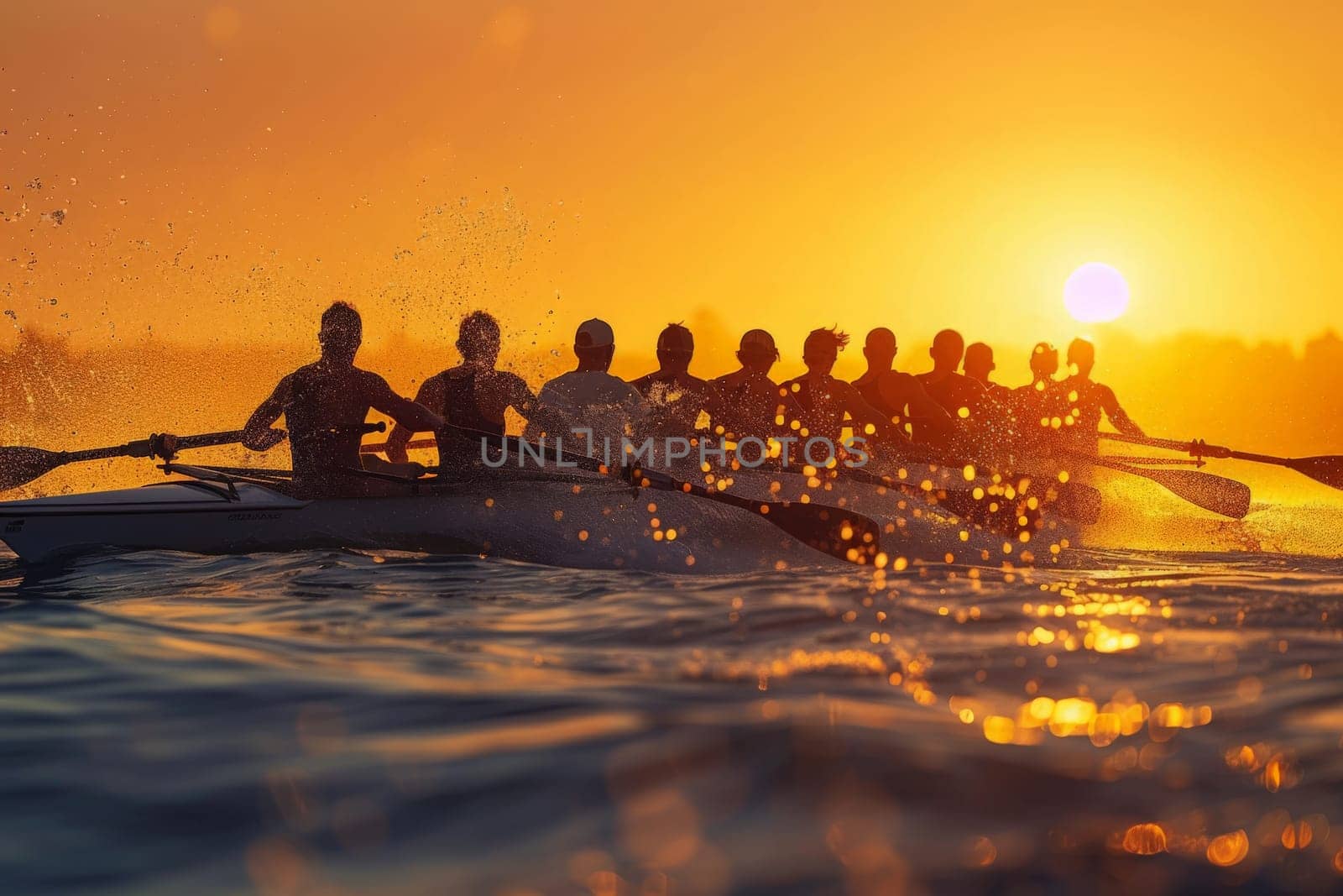 A group of people joyfully riding on top of a boat as it navigates the ocean waves.