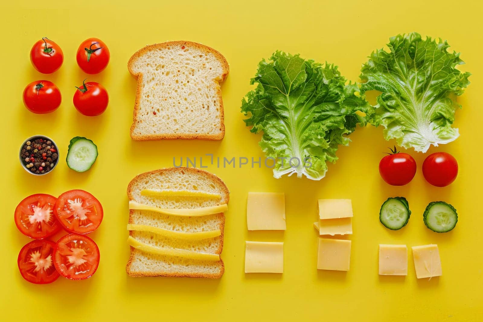 A vibrant collection of various foods spread out on a rustic table, creating a visually enticing and tantalizing display.