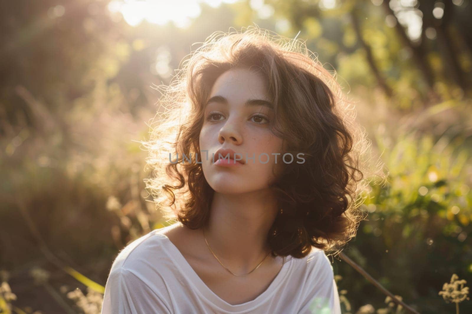 A woman is seated in a field of colorful flowers, surrounded by a vibrant display of blooms. She appears relaxed and contemplative as she takes in the beauty of nature.