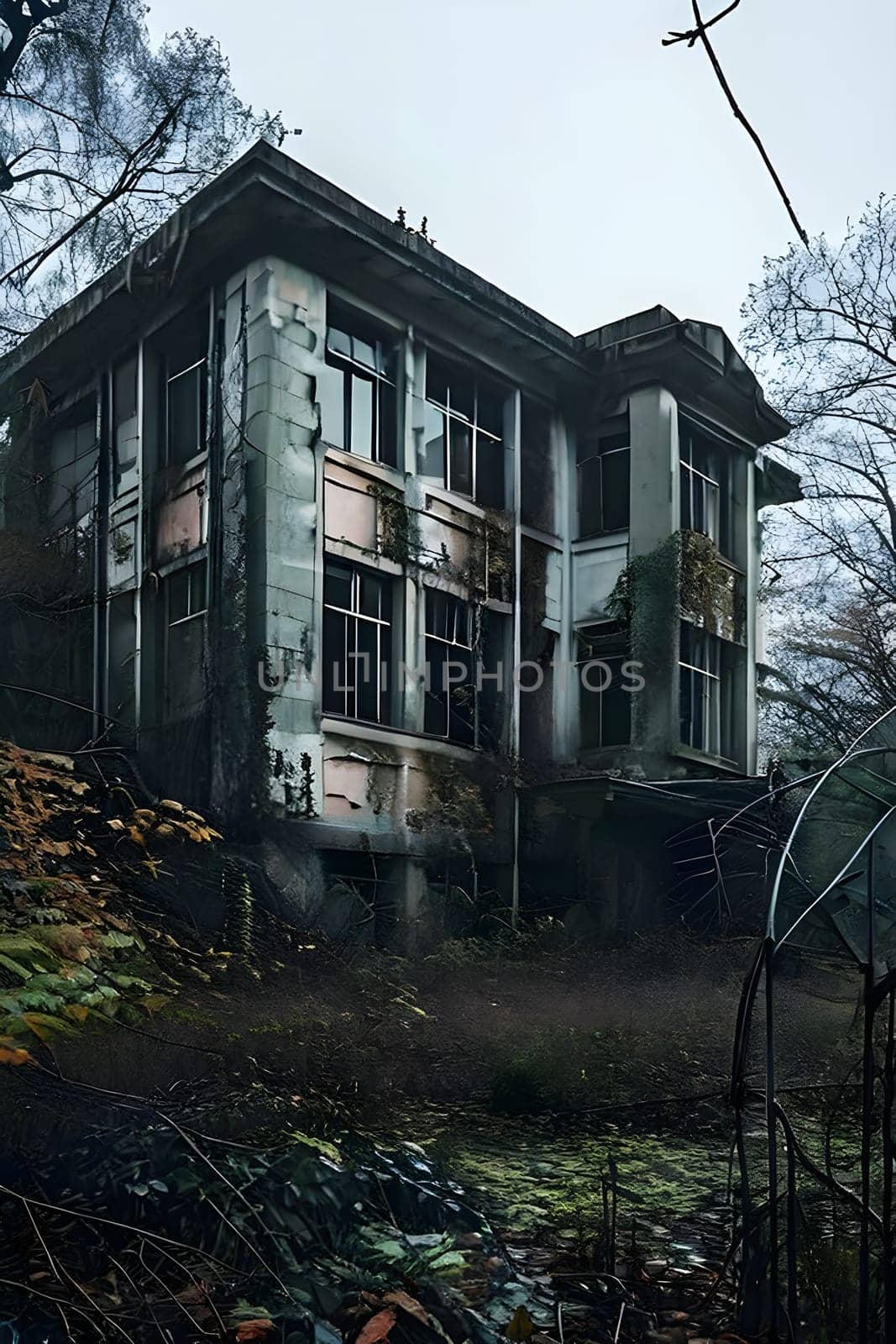 abandoned hospital exterior