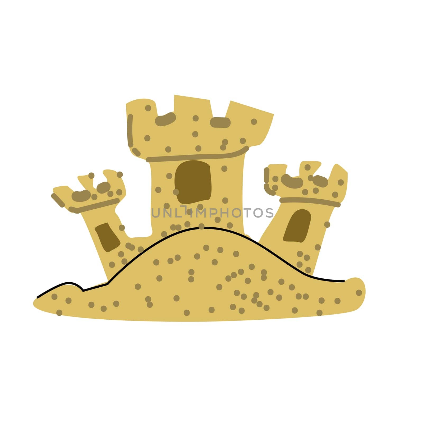 Sandcastle in flat style. Vector illustration can used for summer banner, card, label, poster.