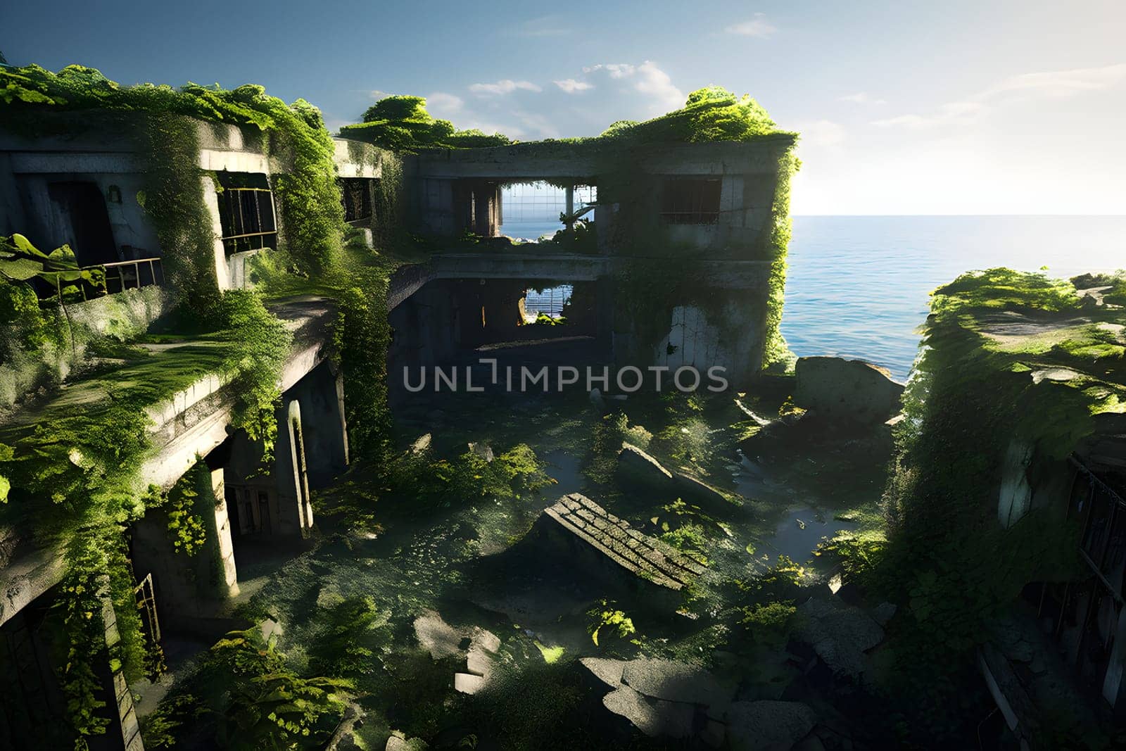 abandoned island prison overgrown with nature