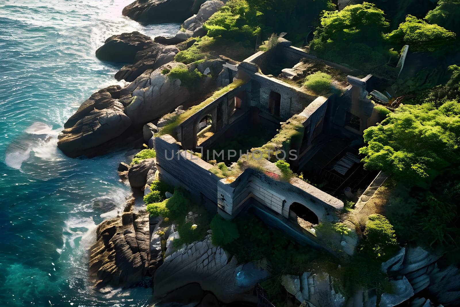 abandoned island prison overgrown with nature