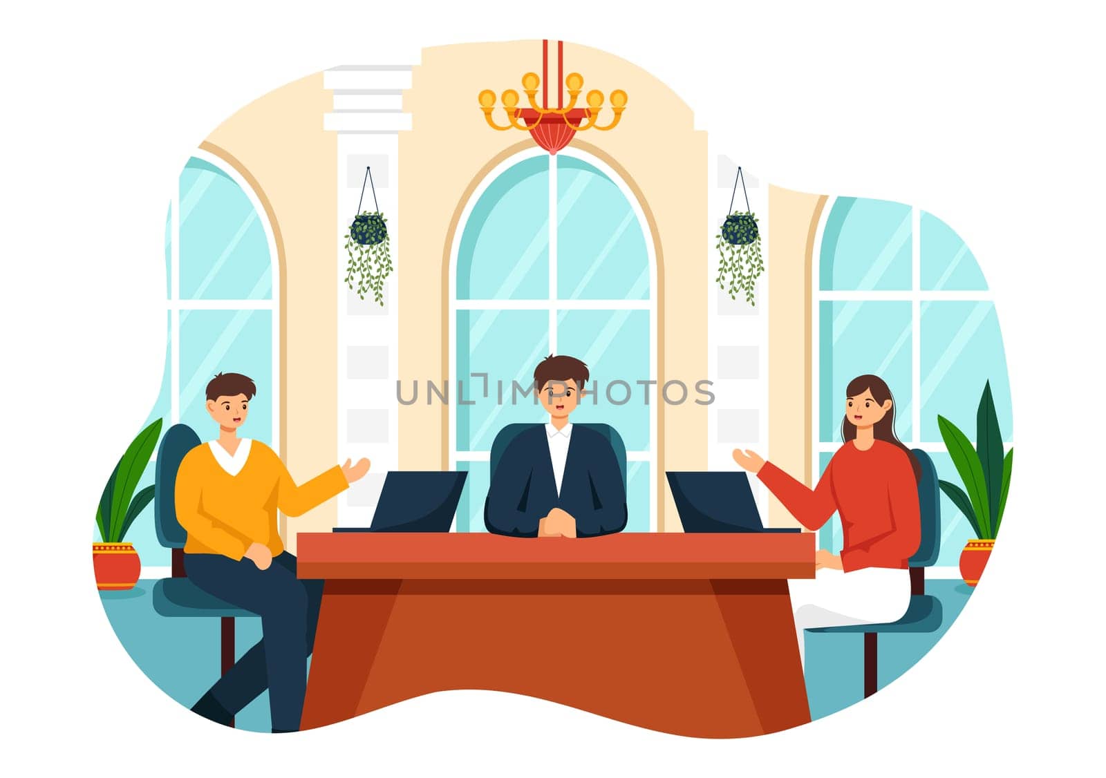 City Council Meeting Vector Illustration with Effective Business Team, Employee, Brainstorming for Important Negotiation in Flat Cartoon Background
