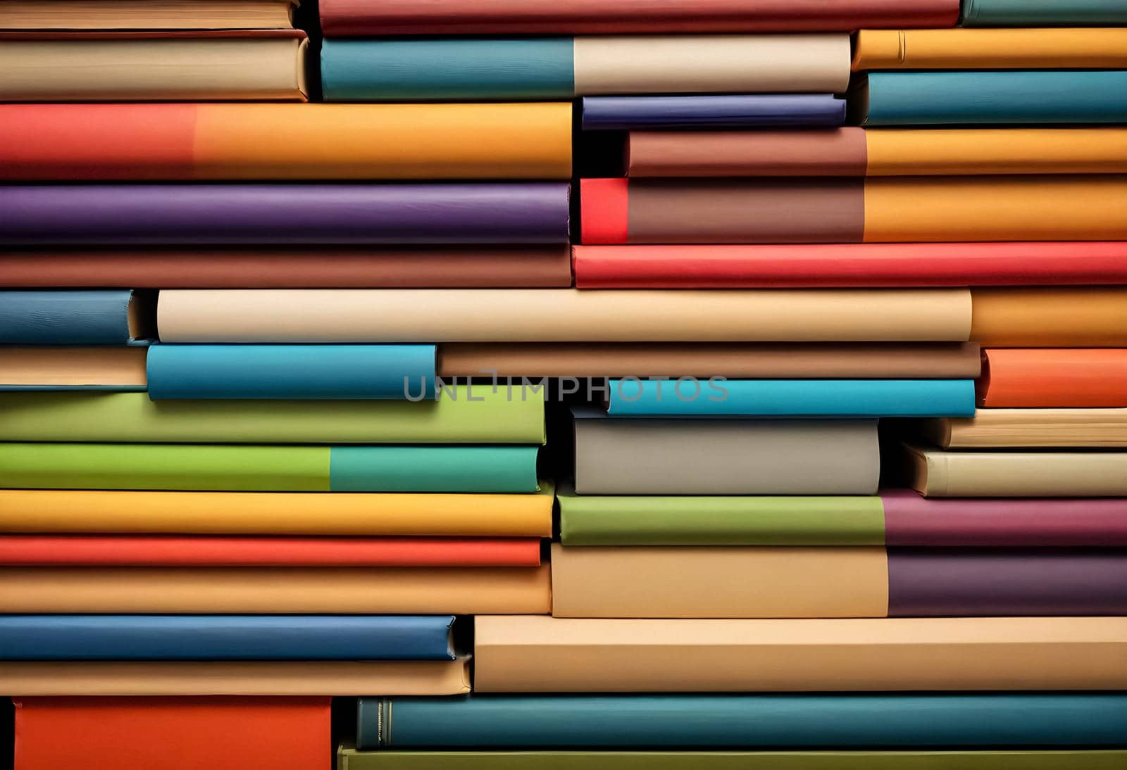 AI generated of a large pile of books stacked on top of each other