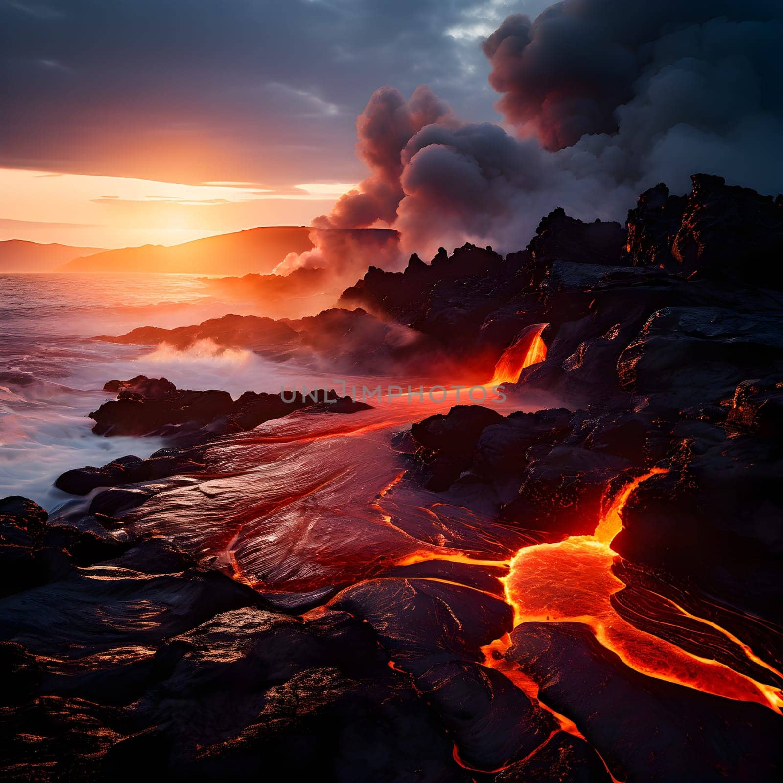 magma flow meeting ocean