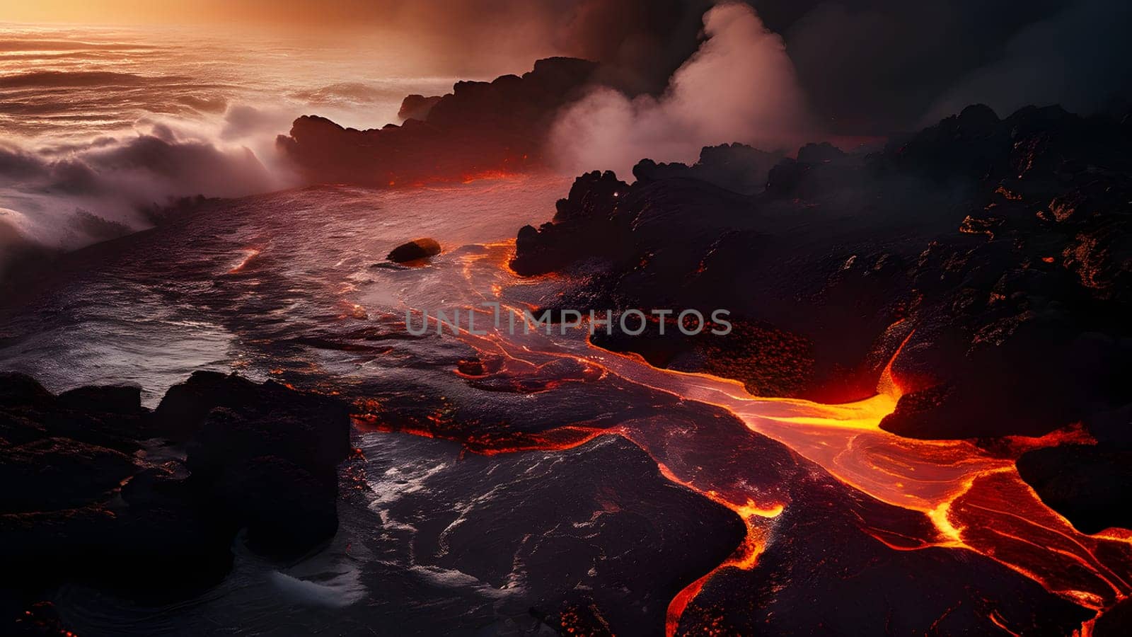 magma flow meeting ocean