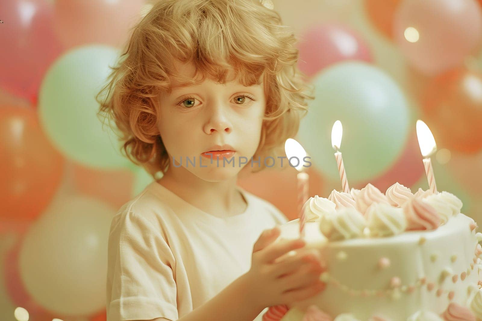 A little girl with a cheerful smile holding a birthday cake adorned with lit candles, celebrating a special occasion.