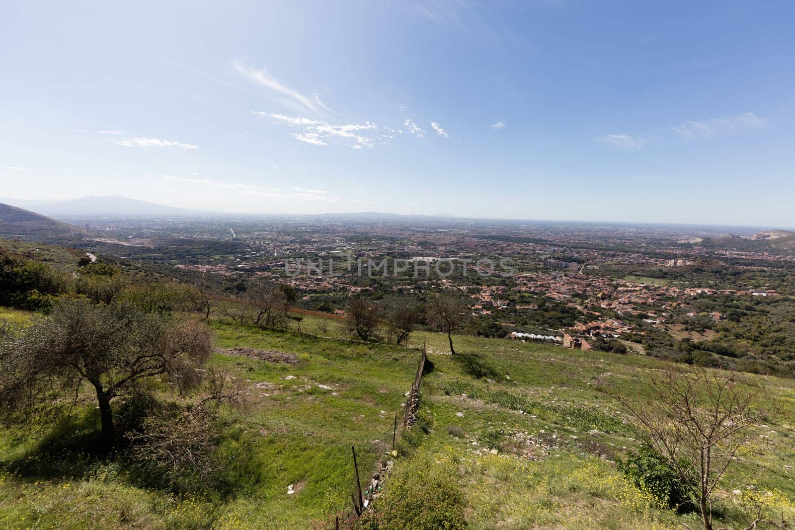 Landscape from Caserta Vecchia. Italy, with view of Capri and Pontine islands