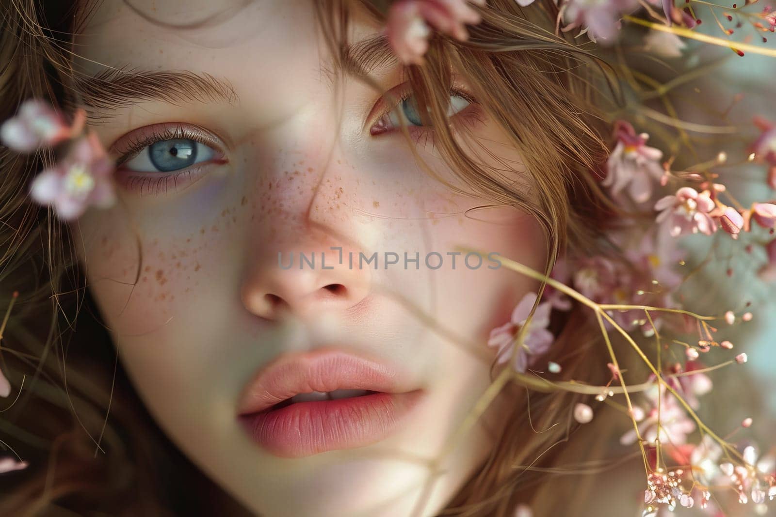A mesmerizing close-up of a person with stunning blue eyes, their gaze intense and captivating.