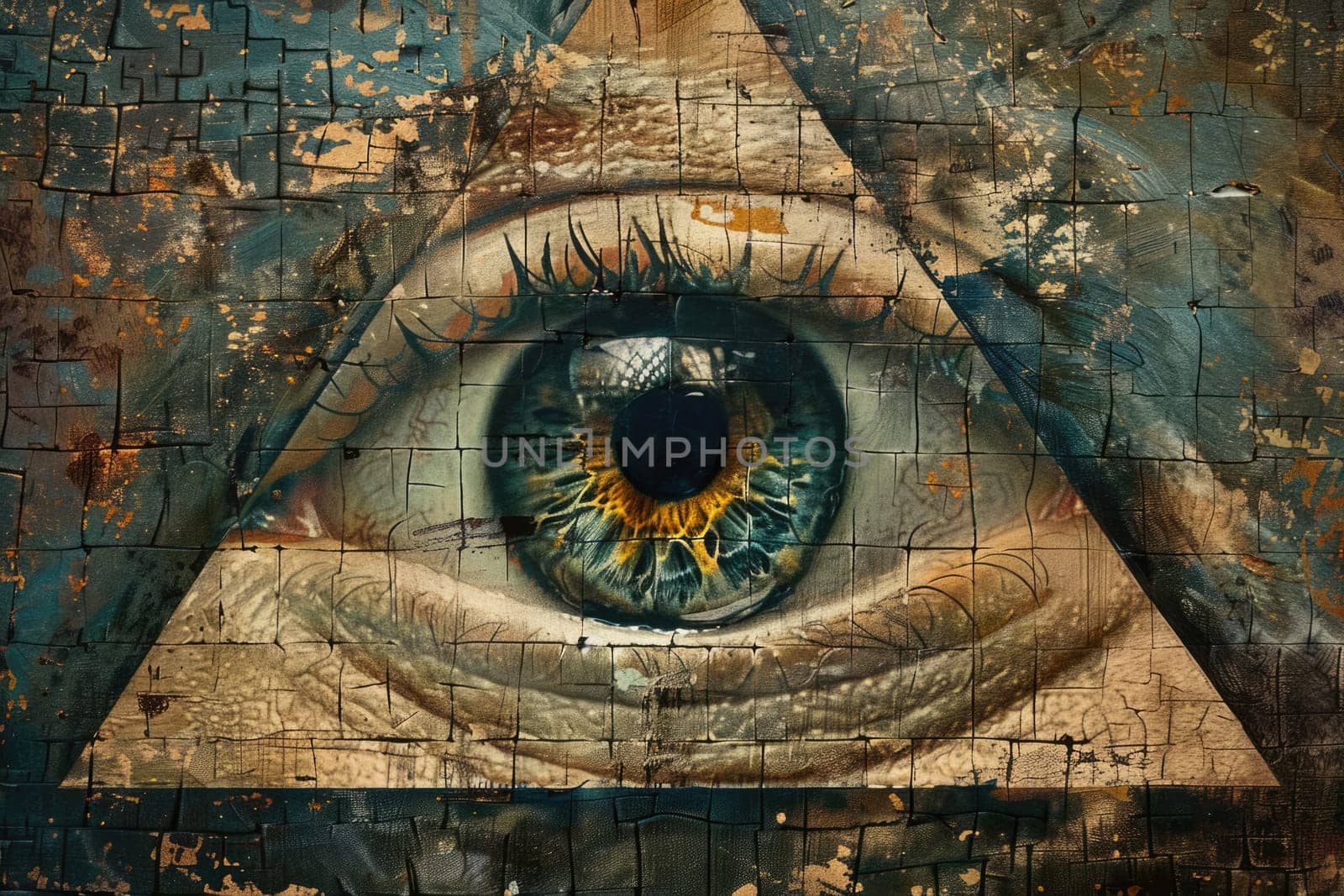 Eye of Providence. All-seeing God's eye. AI Generated.