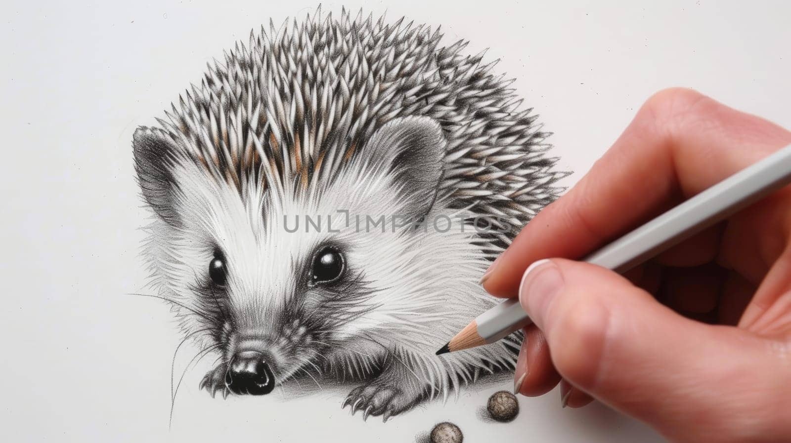 Capture the adorable charm of a hedgehog with this intricately drawn pencil portrait, highlighting every quill and adorable detail.