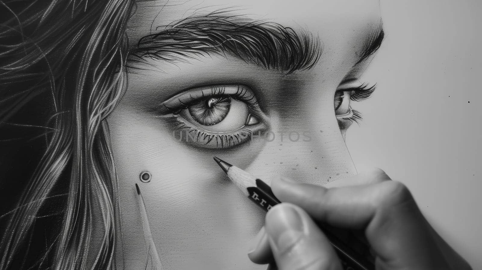 A delicate portrayal of a young and beautiful woman, meticulously drawn with an art pencil, showcasing her grace and allure.