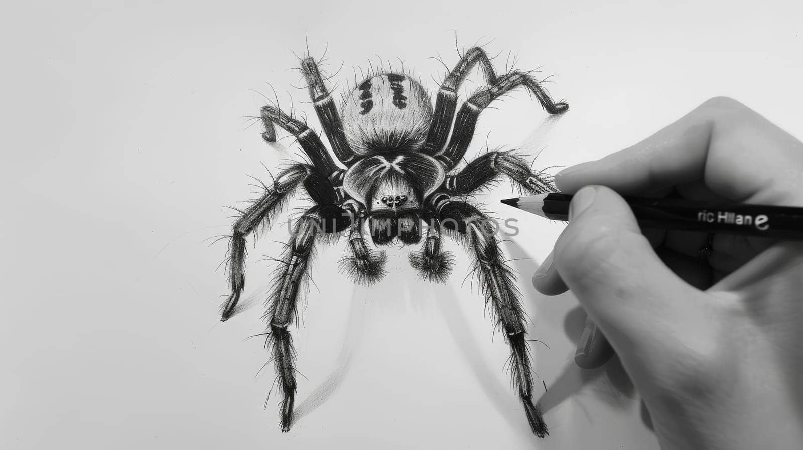 Explore the intricate world of spiders through this finely detailed sketch created with an art pencil. Capture the beauty and complexity of these fascinating creatures on paper.
