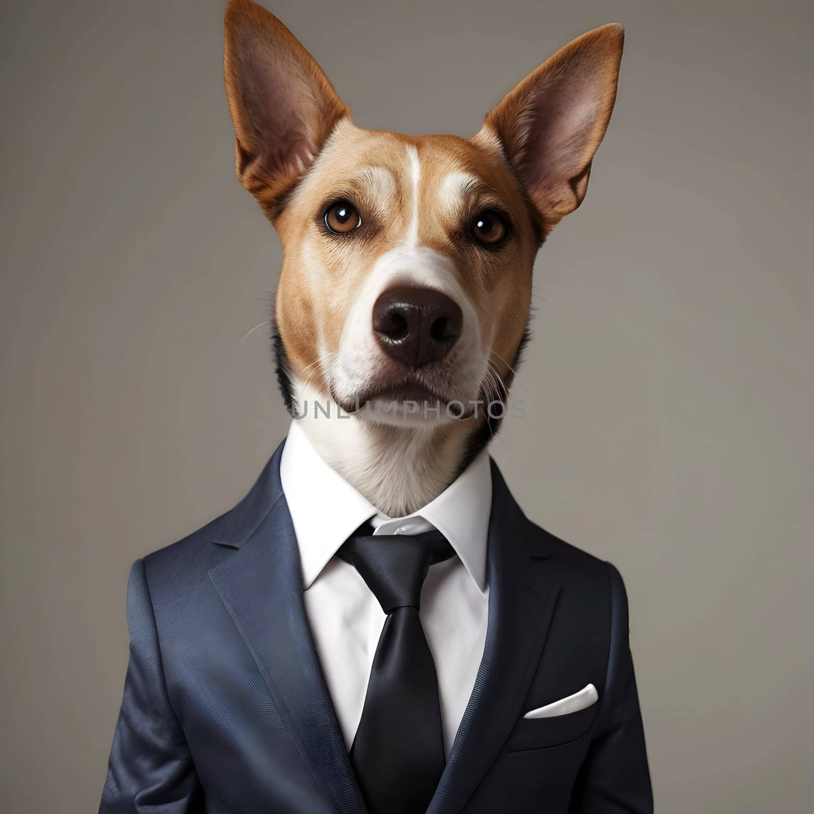 Funny dog portrait in the suit