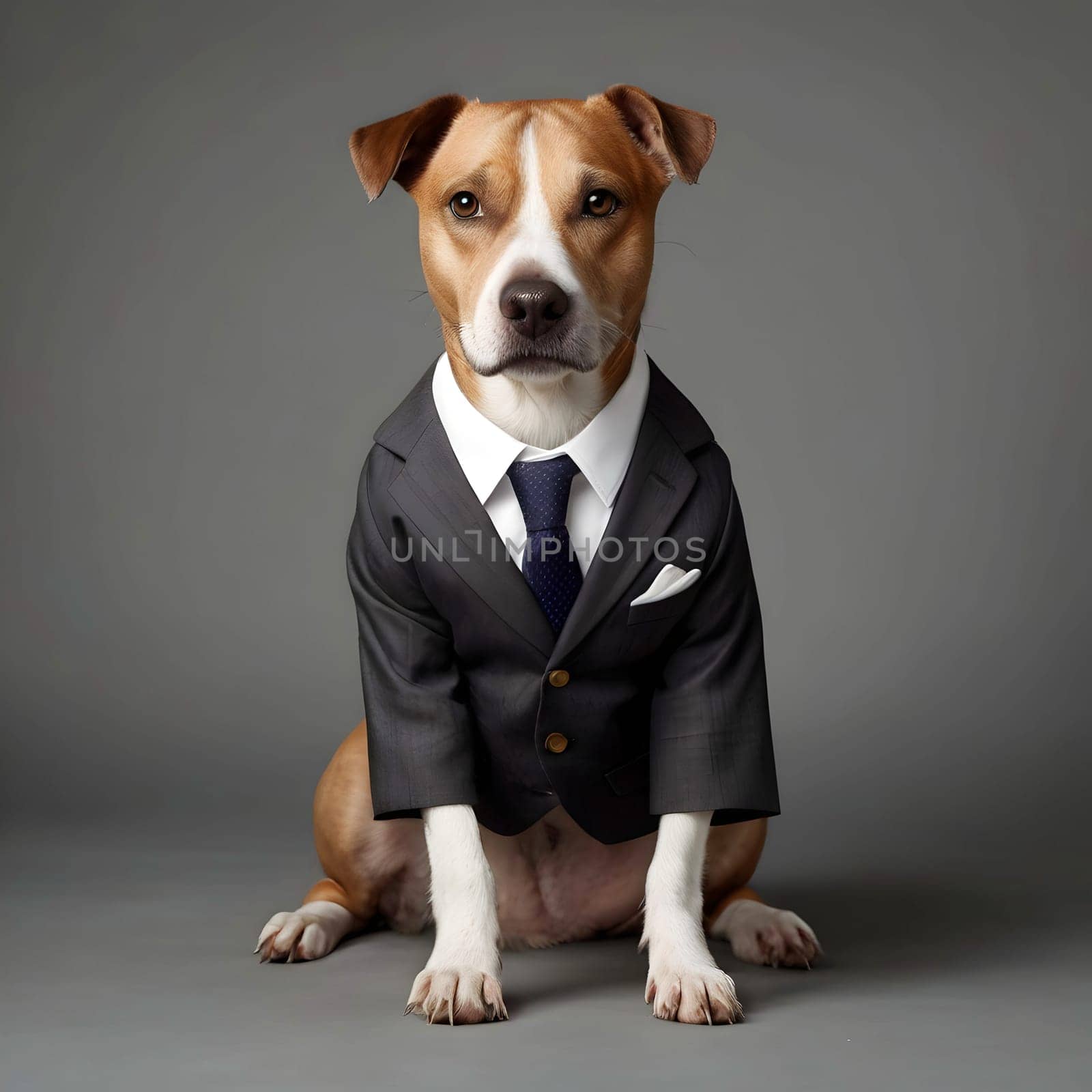 Funny dog portrait in the suit