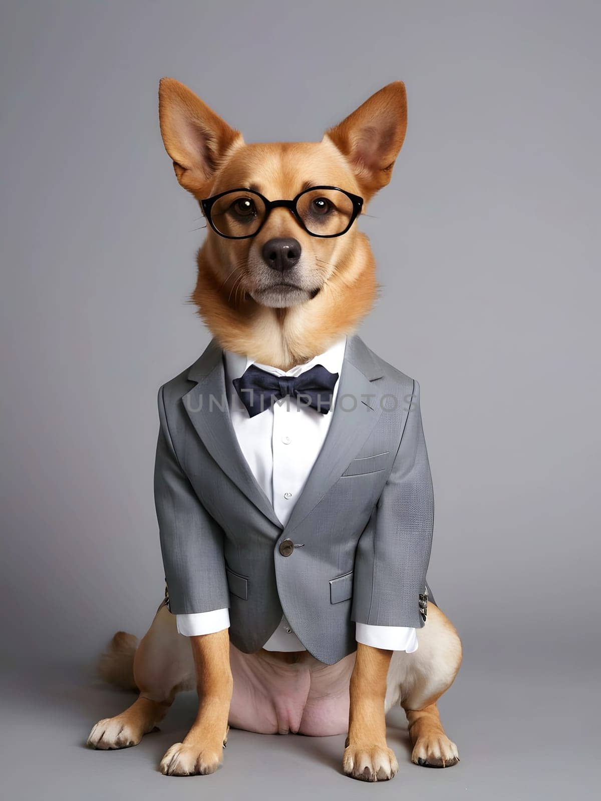 Funny dog portrait in the suit
