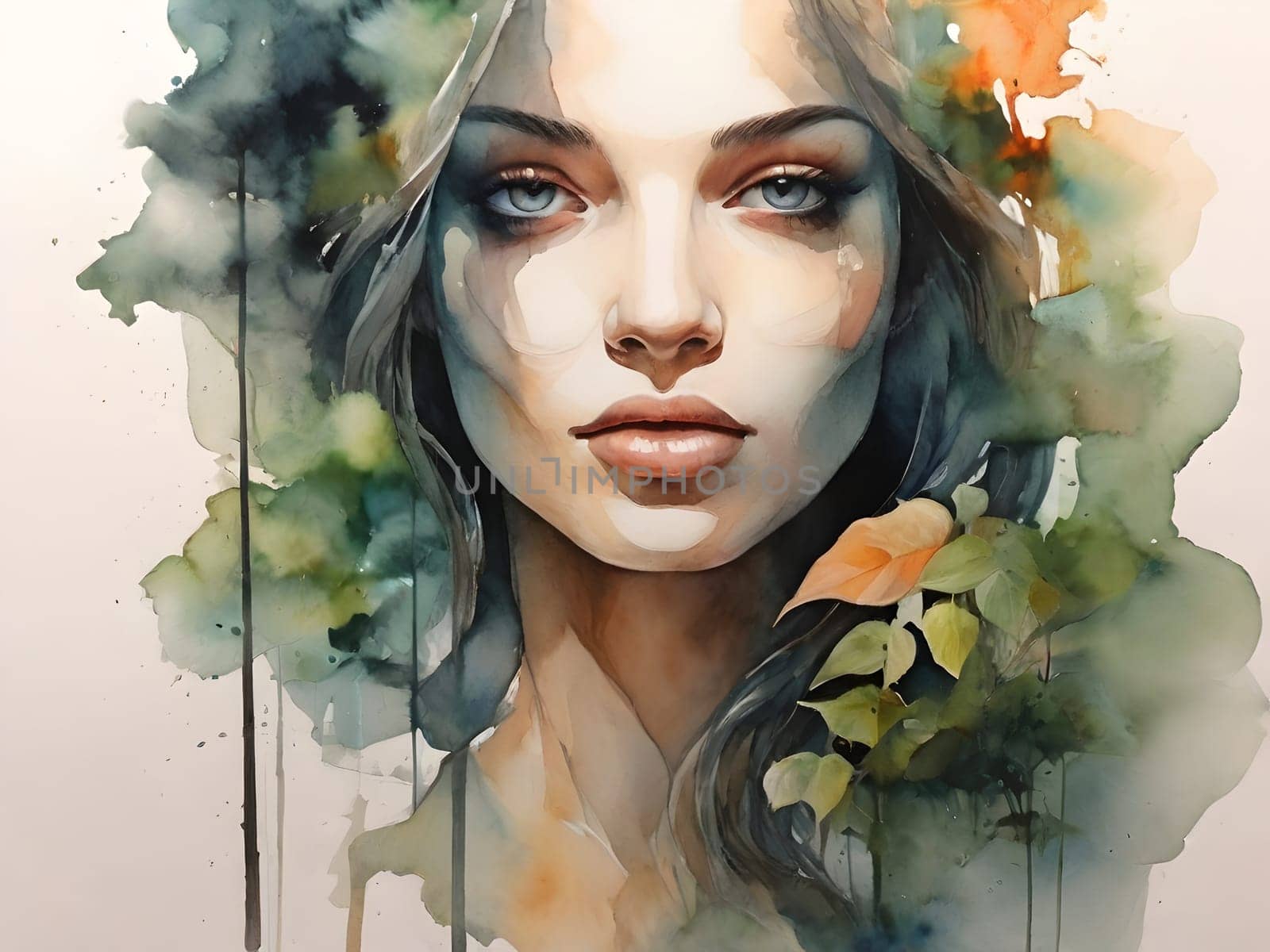 Abstract art of woman with nature double exposure