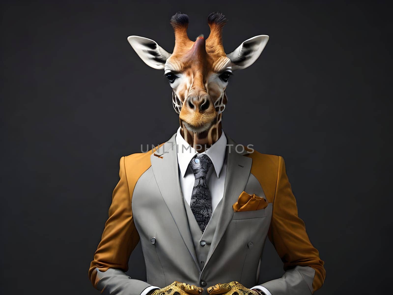 Giraffe portrait in the elegant suit