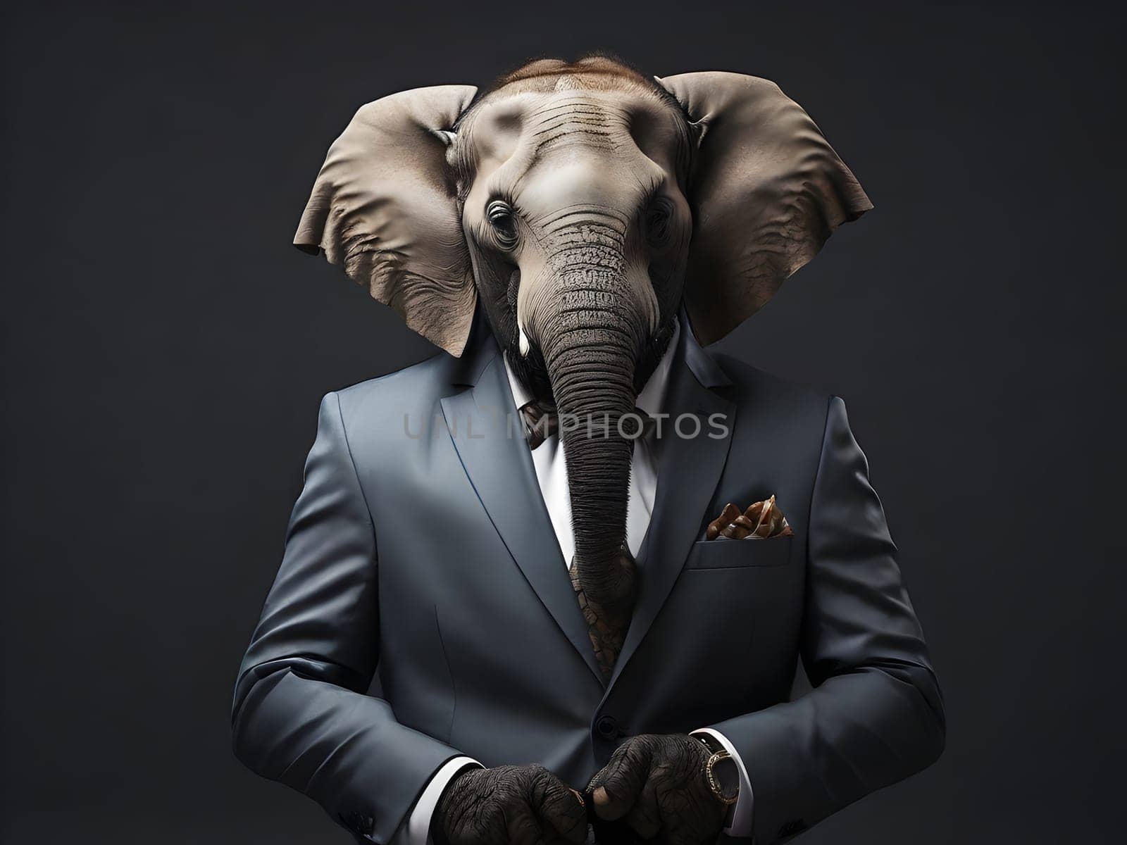 Elephant portrait in elegant suit