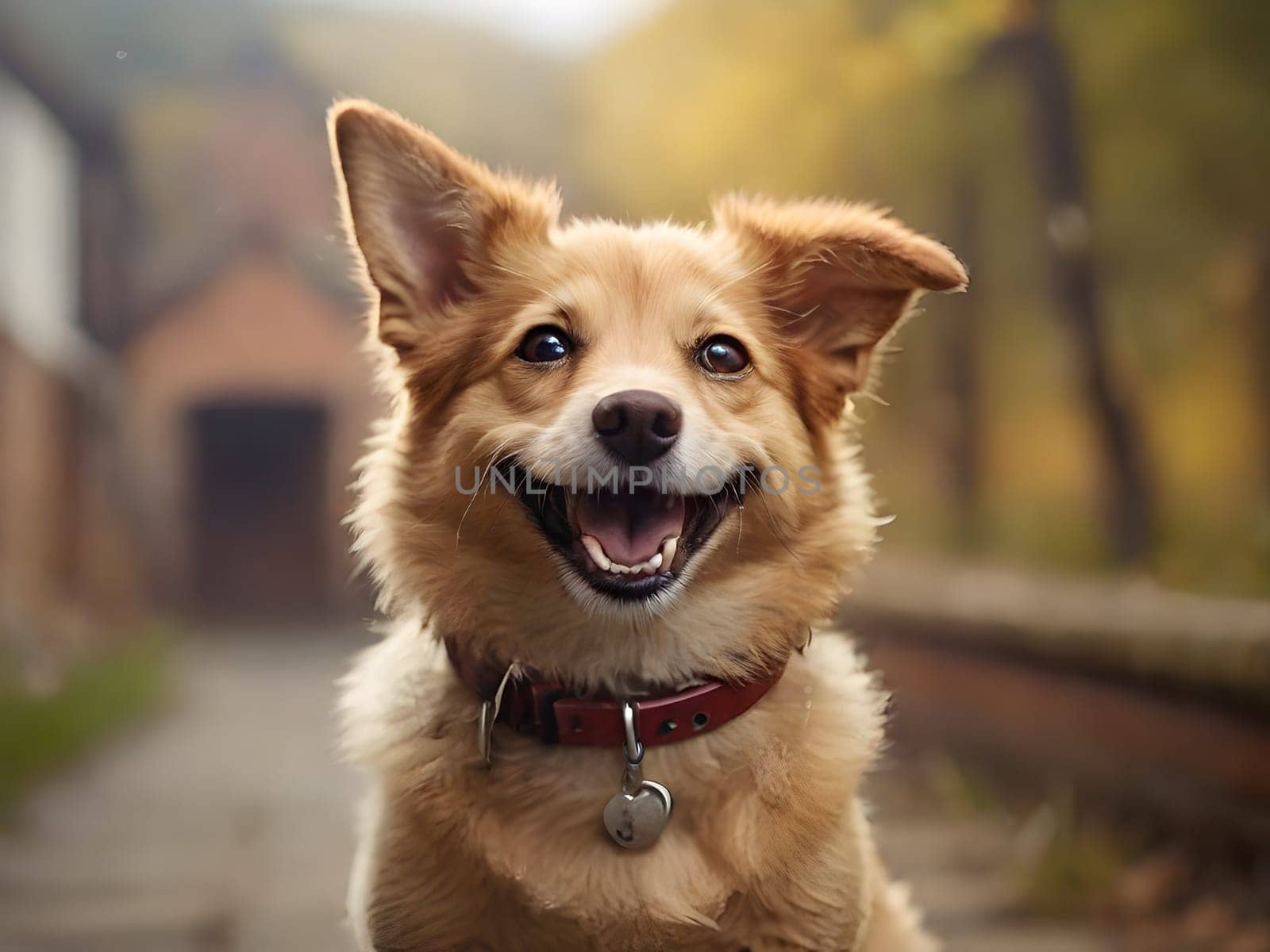 Happy dog portrait having fun outdoors
