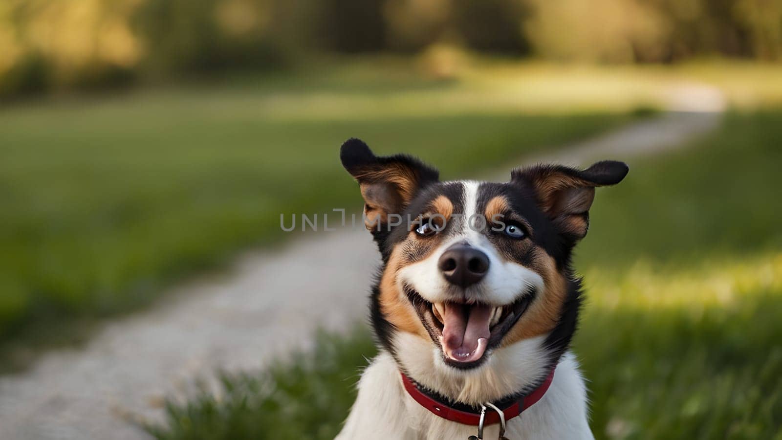 Happy dog portrait having fun outdoors