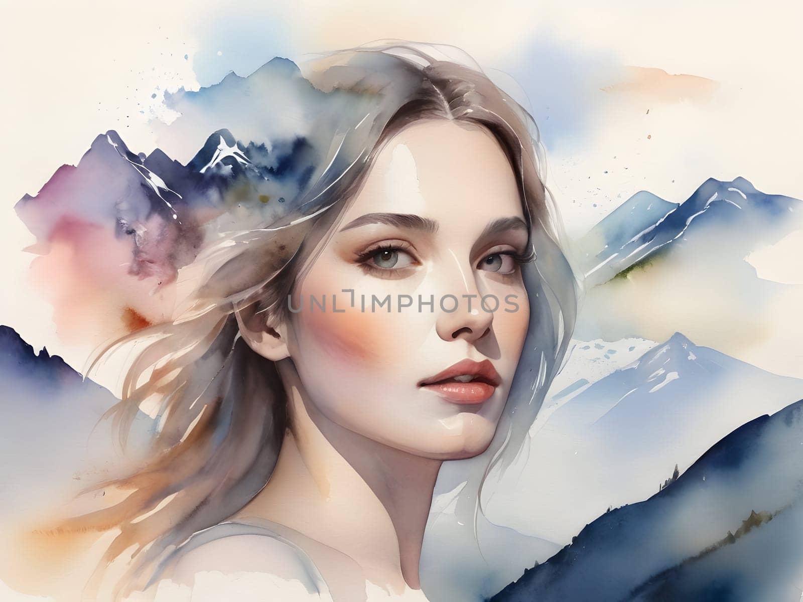 Abstract art of woman with nature double exposure