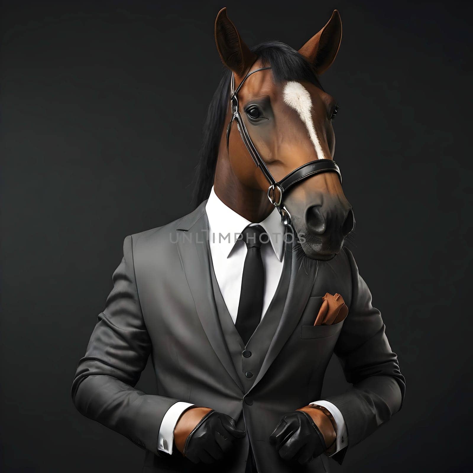 Horse portrait in the elegant suit