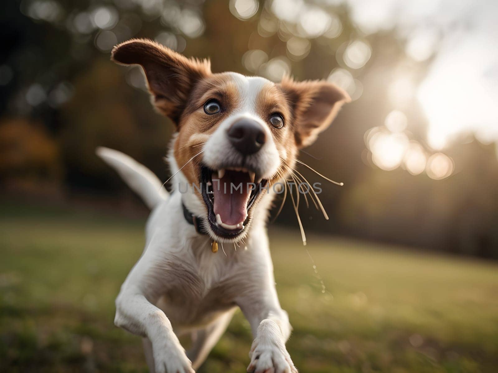 Happy dog portrait having fun outdoors