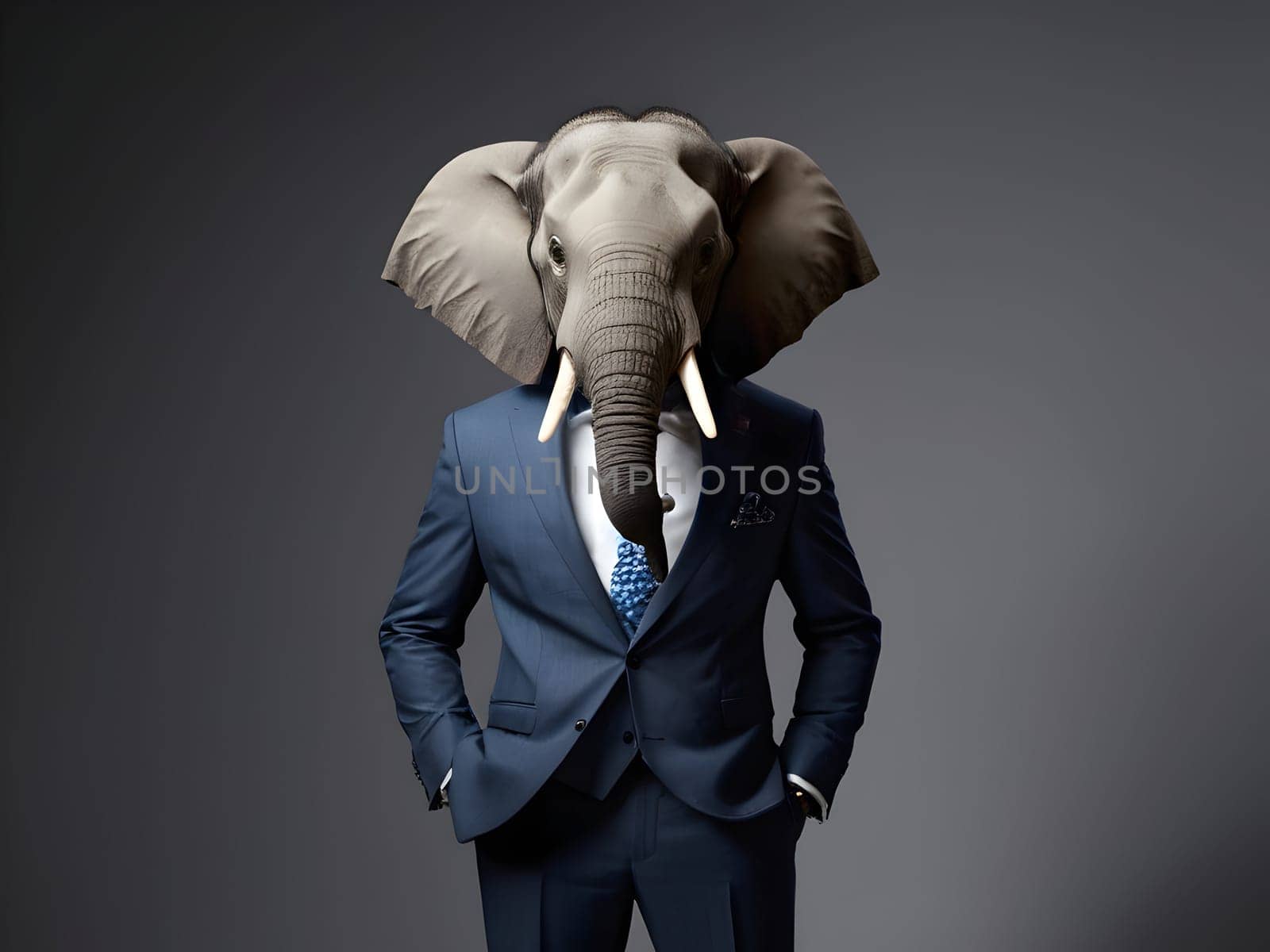 Elephant portrait in elegant suit