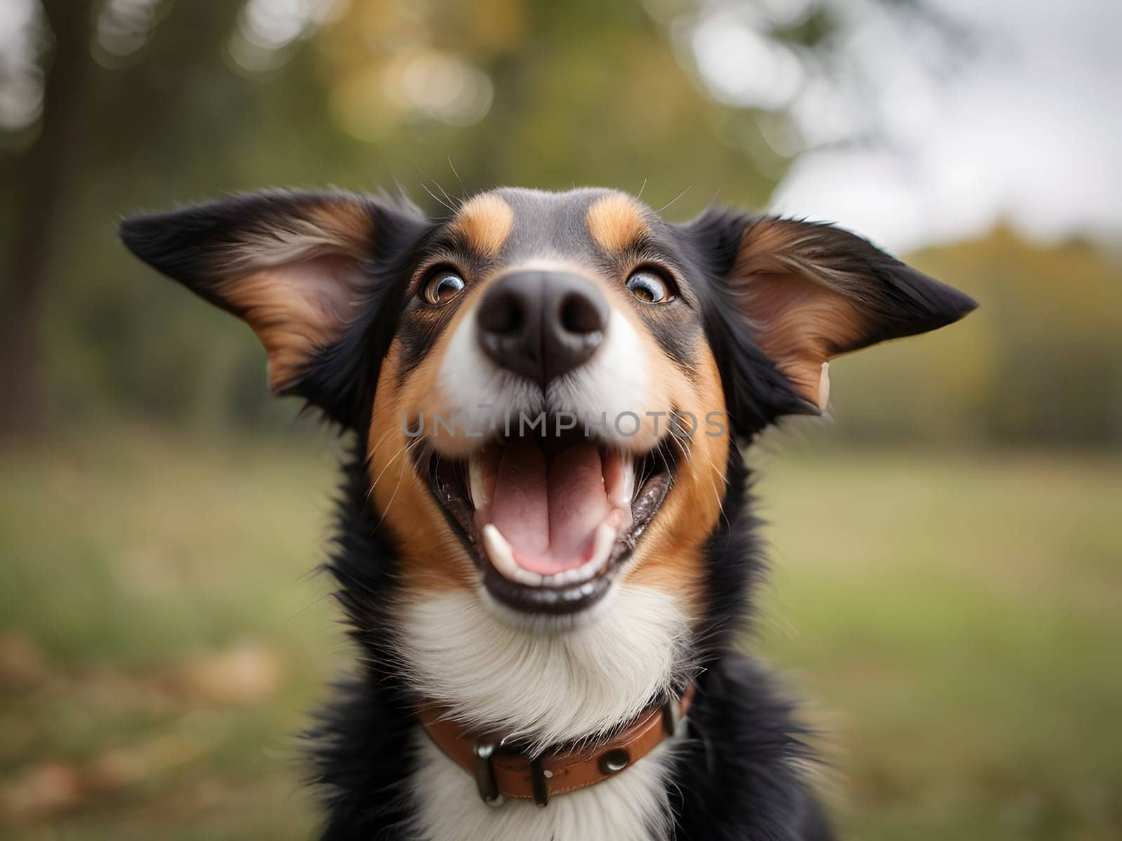 Happy dog portrait having fun outdoors