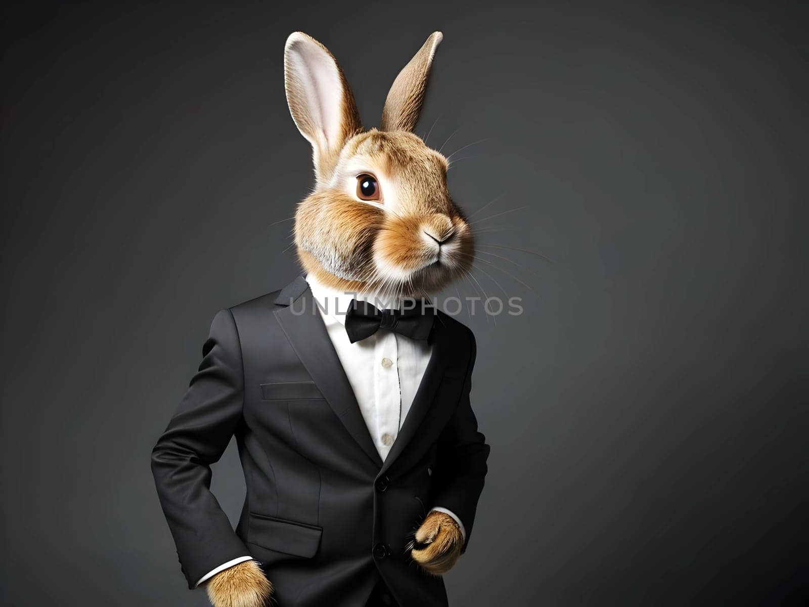 Rabbit portrait in the elegant suit