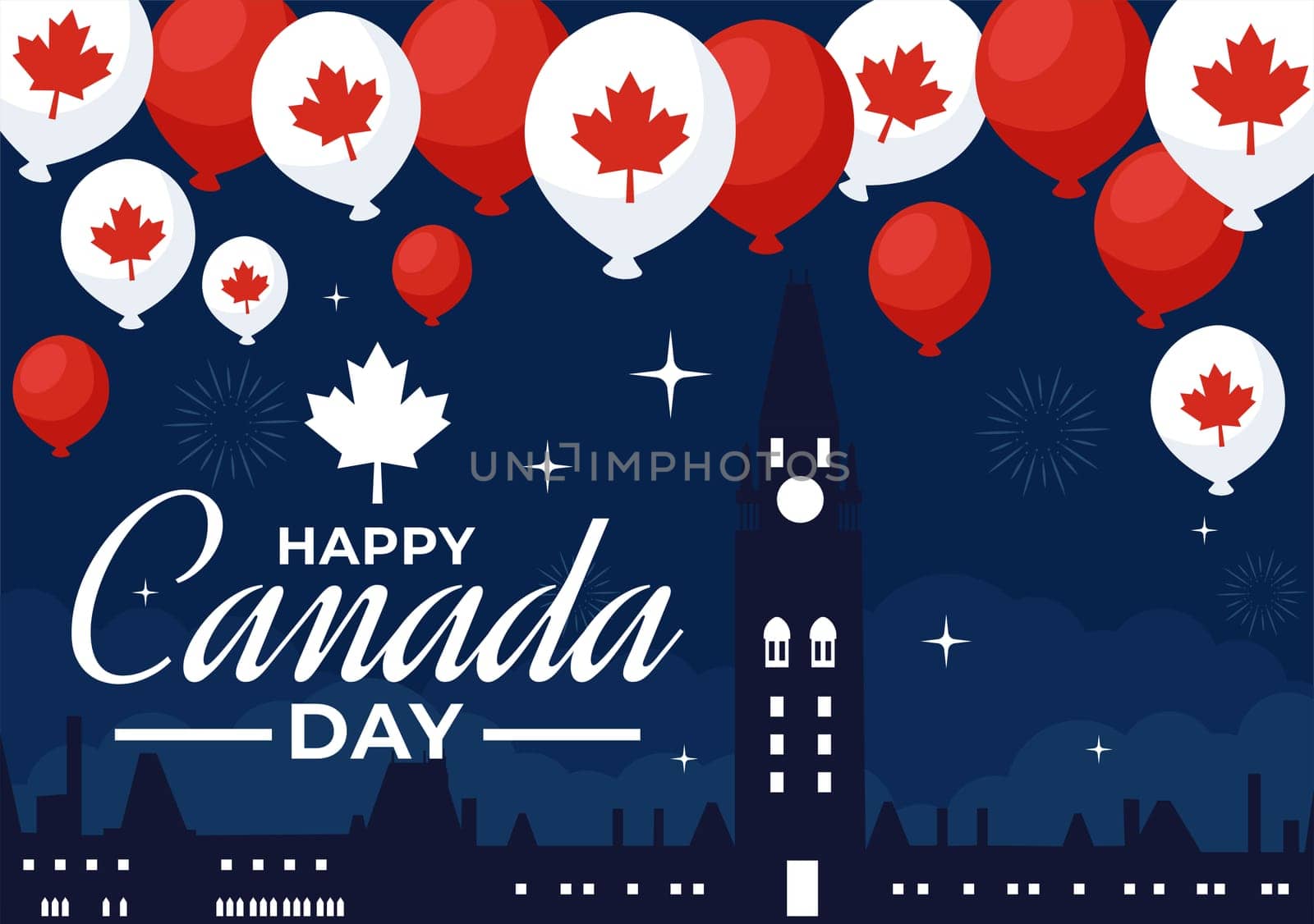 Happy Canada Day Vector Illustration Celebration in 1st July with Maple and Ribbon in National Holiday Flat Cartoon Background