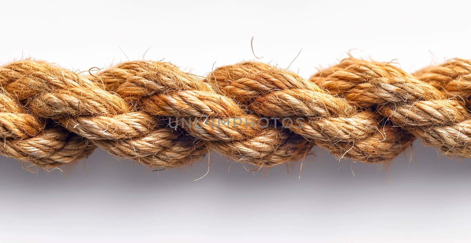 Top view of arranged nautical rope isolated on white AI generated image