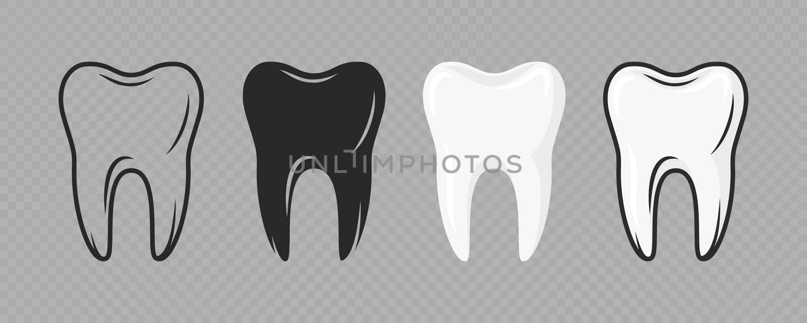 Vector Cartoon Tooth. Design Template for Promoting Dental Care and Toothpaste. Healthy Oral Hygiene Concept. Flat Vector Tooth. Front View.