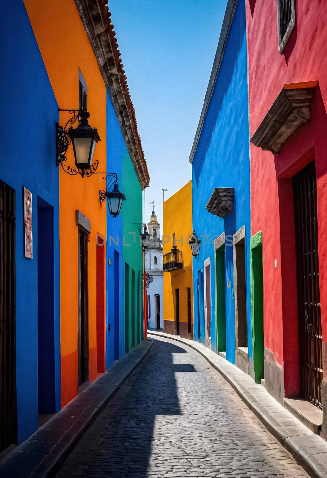 AI generated of colorful houses in san miguel de allende, mexico