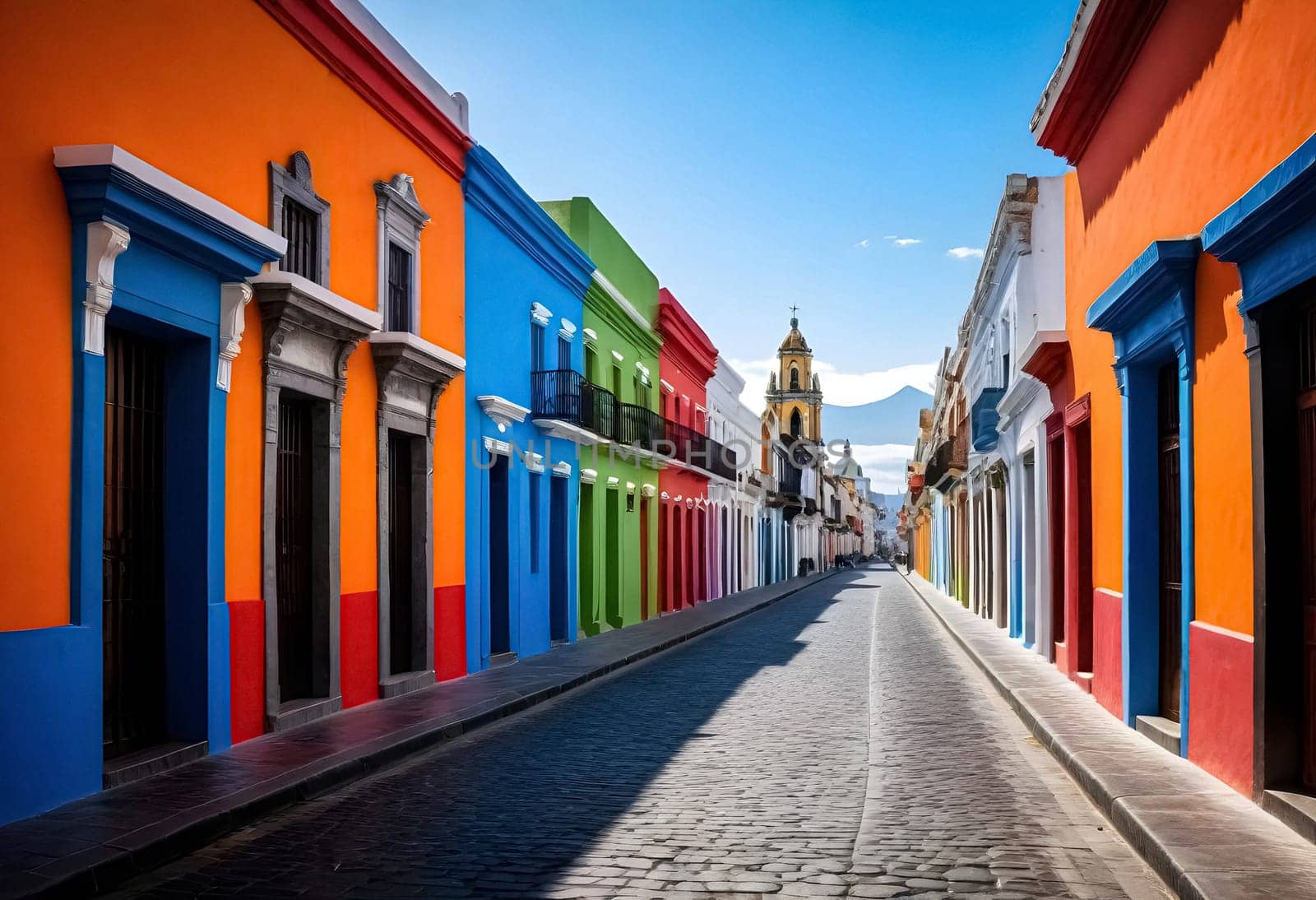 AI generated of colorful street in san miguel de allende, mexico
