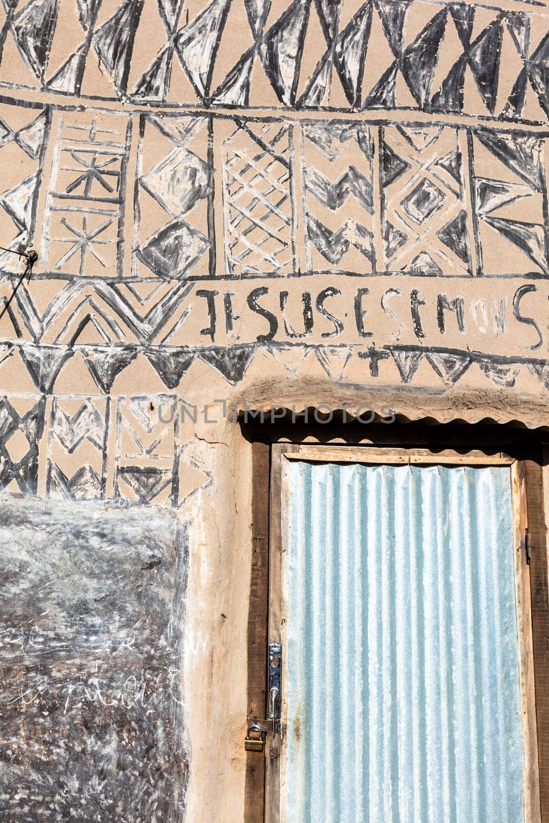 Tiebelè, the royal court made by painted kassena houses, Burkina Faso