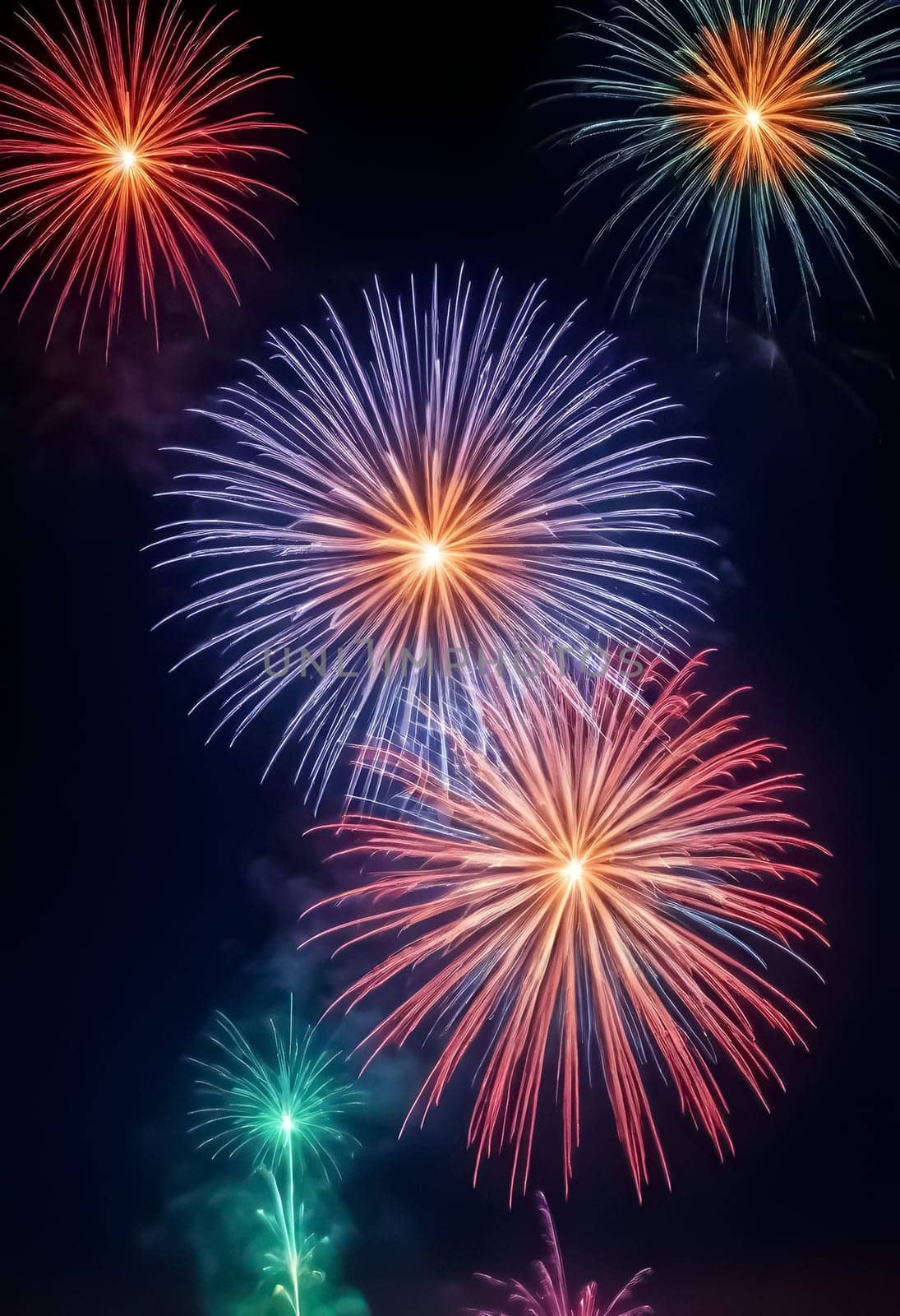 AI generated of colorful fireworks in the night sky