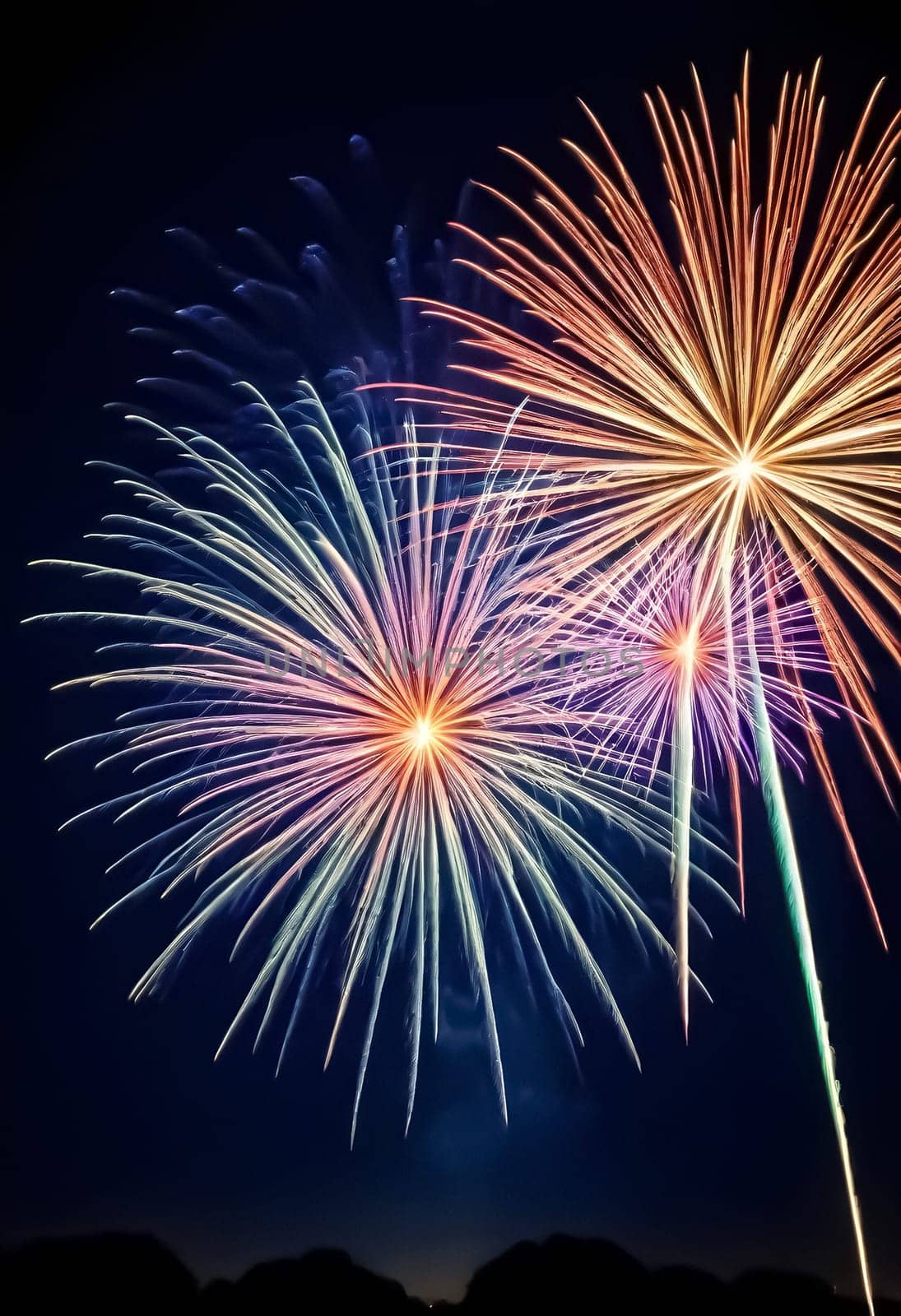 AI generated of fireworks in the night sky