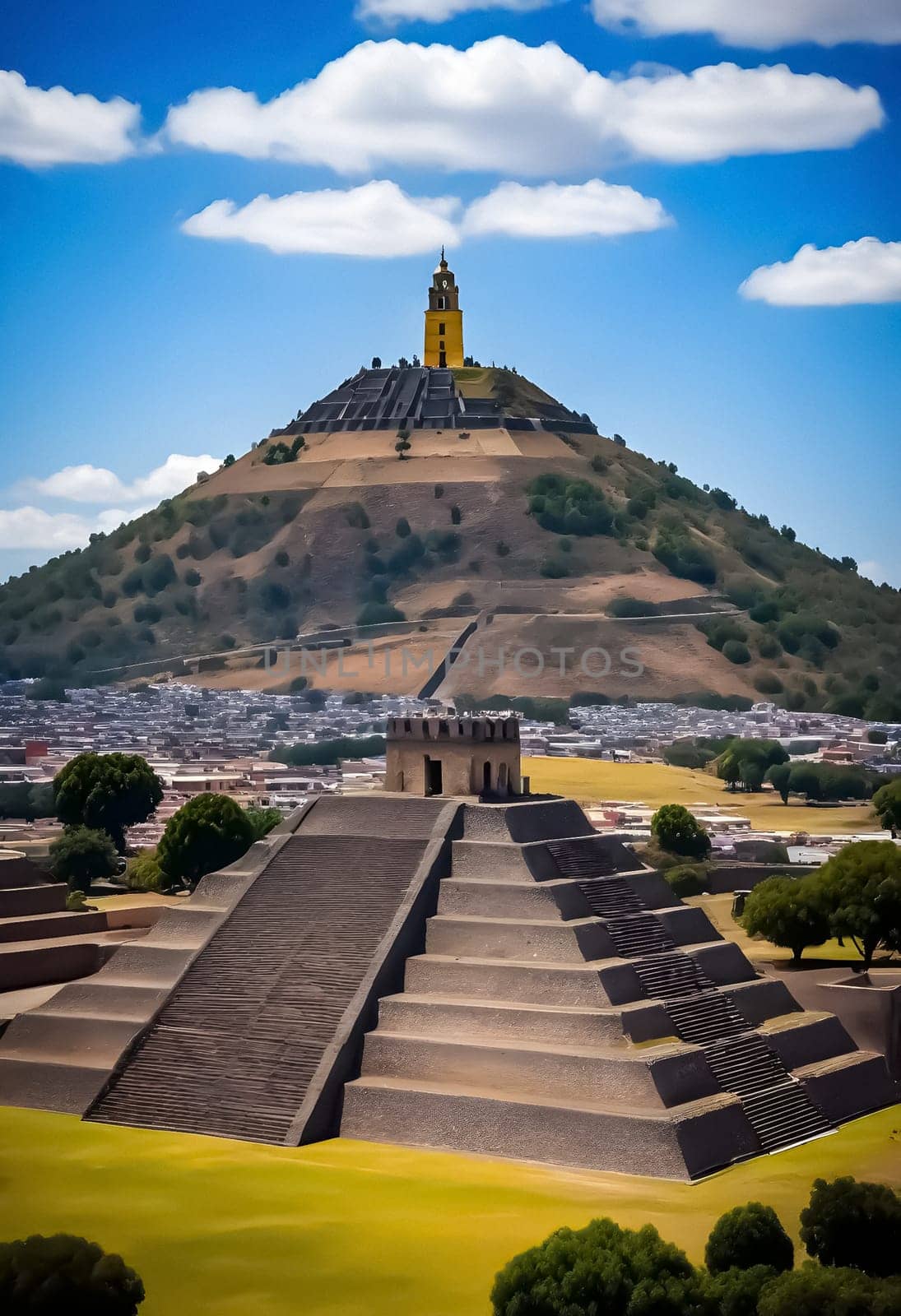 AI generated of the pyramid of the sun in teotihuacan, mexico
