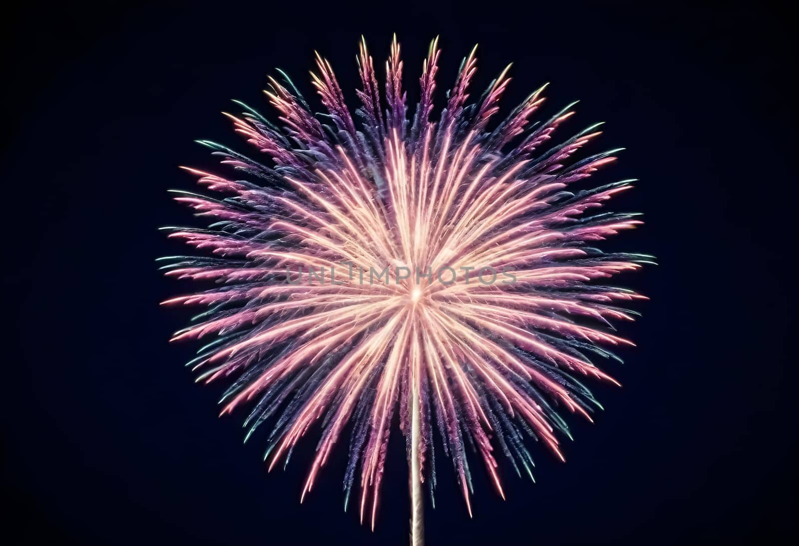AI generated of a colorful firework is lit up in the sky