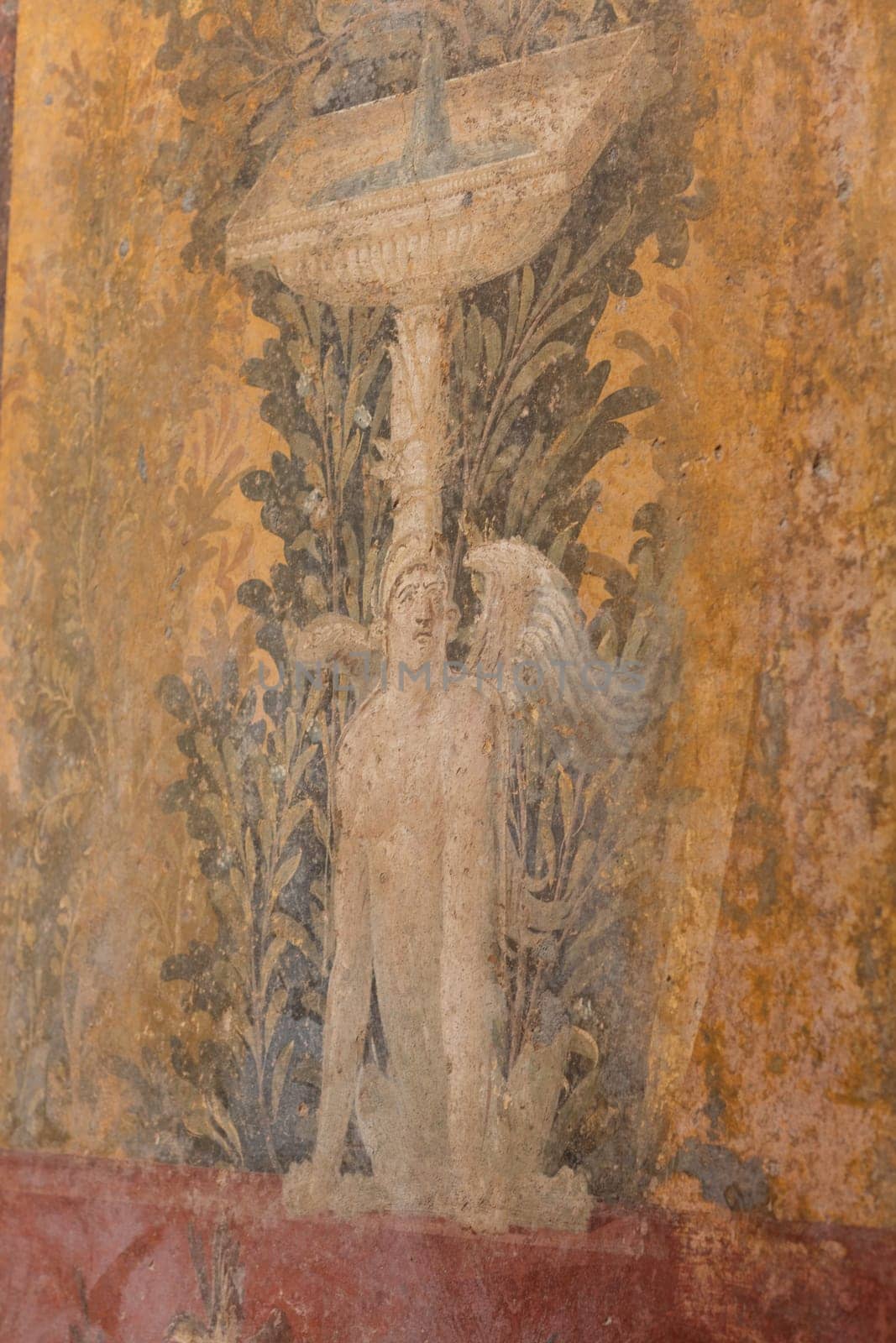 APRIL 3, 2016. Torre Annunziata (Naples), Italy Ancient roman fresco represented a scene of Roman mitology in the Poppea's Villa
