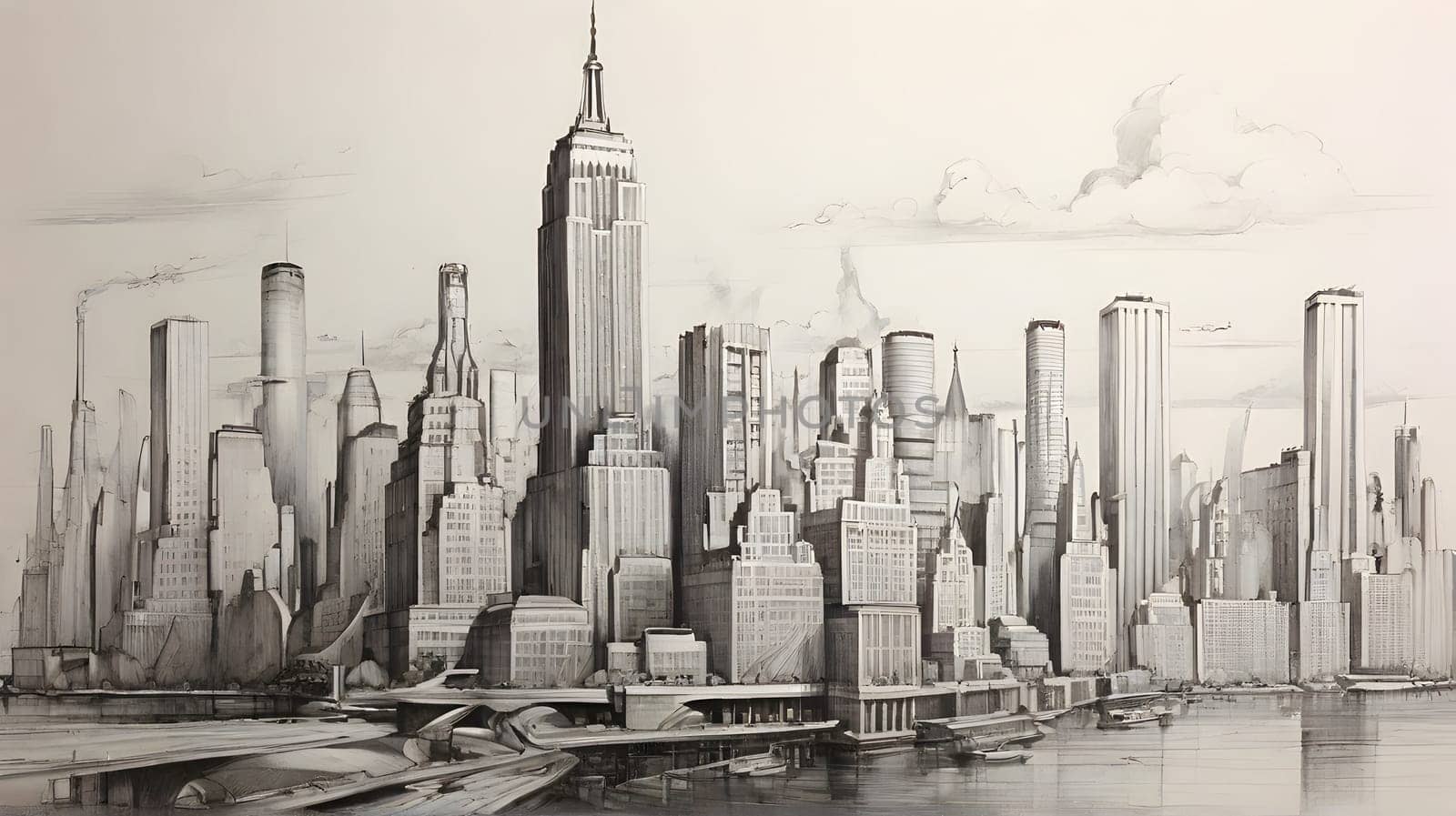 New York city watercolor drawing