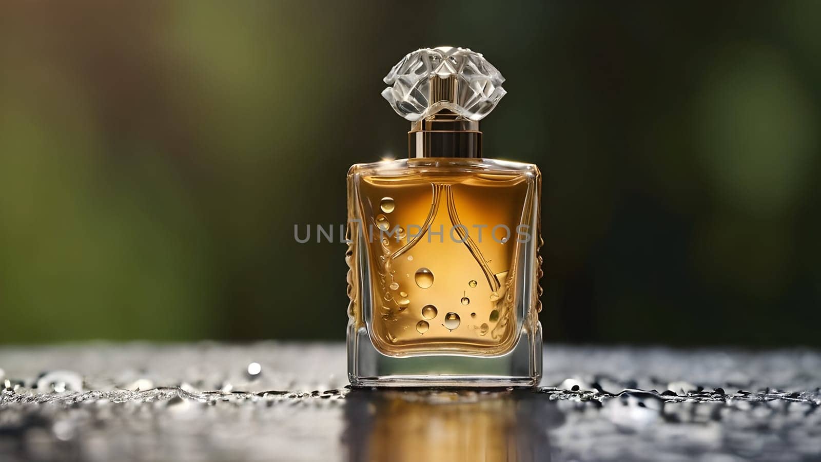 Luxury perfume bottle in the nature