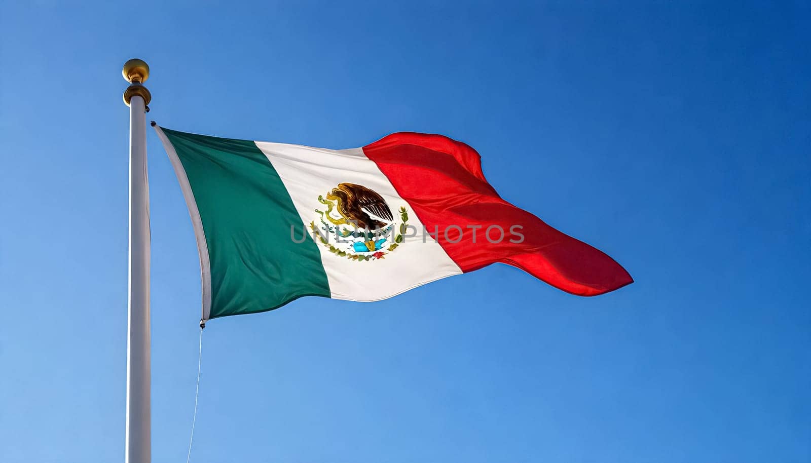 AI generated of mexico's flag on clear blue sky background