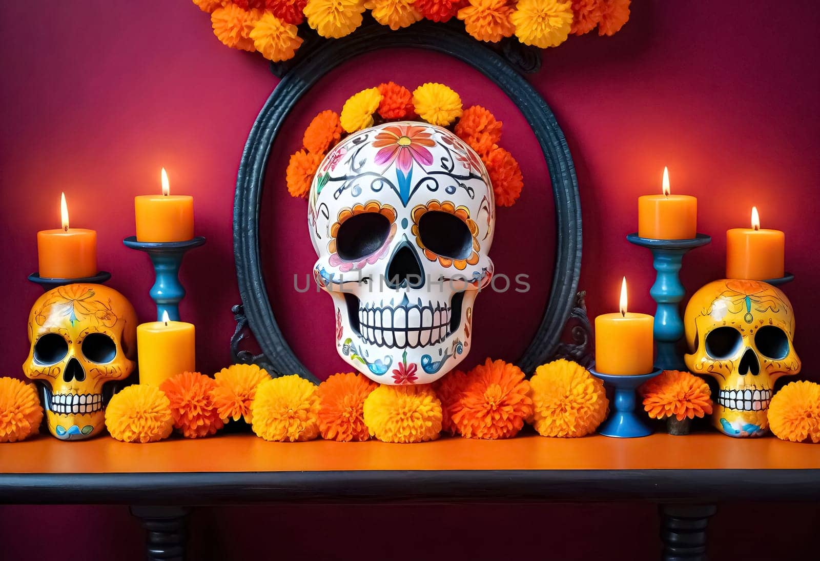AI generated of day of the dead altar decorations