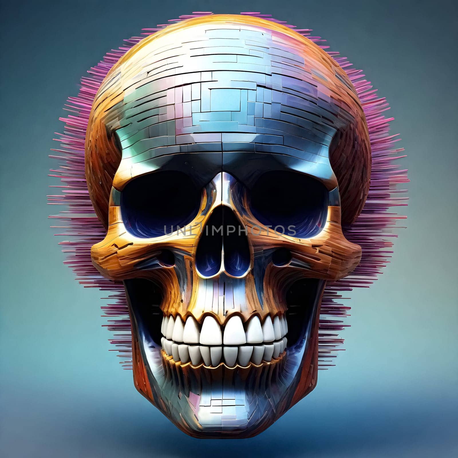 AI generated of a skull with colorful spikes on it