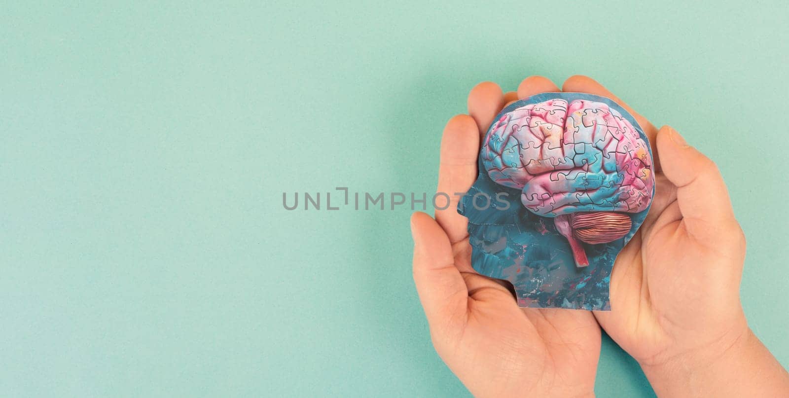 Alzheimer awareness day, dementia diagnosis, Parkinson disease, ADHD, memory loss disorder, brain with puzzle pieces, damaged mind