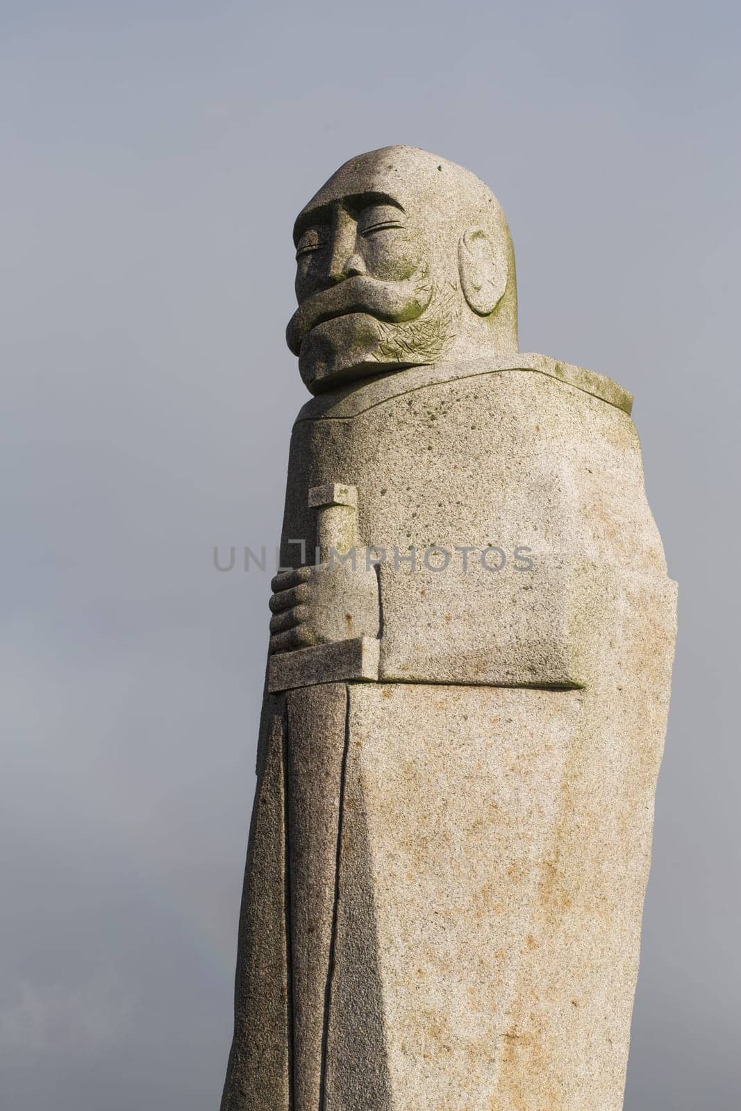 Carnoët, Brittany France March 22th 2017 : Cado statue by Jacques Dumas in Brittany Valley of the Saints